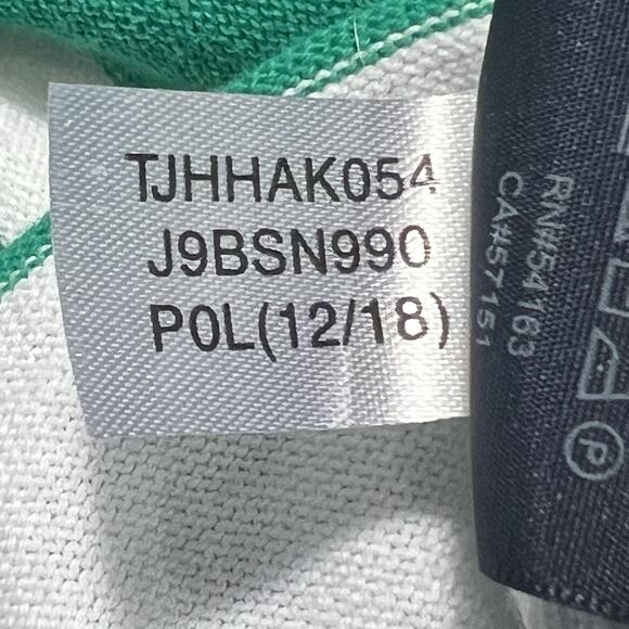 TOMMY HILFIGER V-neck Sweater Green White Striped Women's Large Academia Preppy - Picture 10 of 12